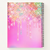 Cute Rainbow unicorn Glitter drips pink custom Notitieboek (Achterkant)