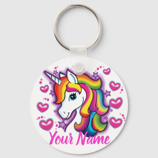 Cute Rainbow Unicorn Horse met sterritten Sleutelhanger (Voorkant)