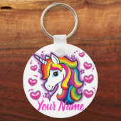 Cute Rainbow Unicorn Horse met sterritten Sleutelhanger (Voorkant)
