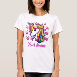Cute Rainbow Unicorn Horse met sterritten T-shirt