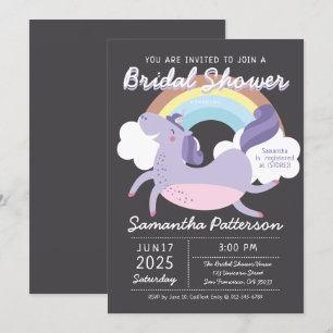 Cute Rainbow Unicorn Invitation de la douche nupti