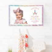 Cute Rainbow Unicorn Magical Birthday Welcome Spandoek (Insitu)