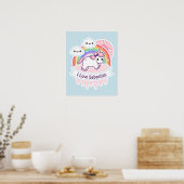 Cute Rainbow Unicorn met wolken Poster (Keuken)