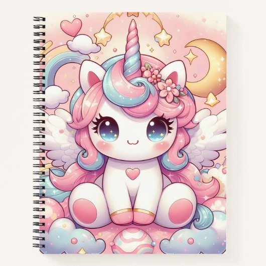 Cute Rainbow Unicorn Notitieboek (Voorkant)