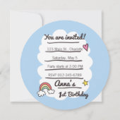 Cute Rainbow Unicorn op Birthday Cupcake Kaart (Achterkant)