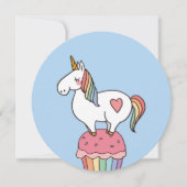 Cute Rainbow Unicorn op Birthday Cupcake Kaart (Voorkant)