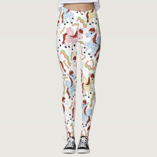 Cute Rainbow Unicorn Party Leggings (Devant)