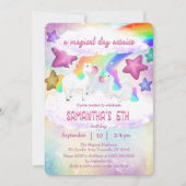 Cute Rainbow Unicorn Pastel Invitation d'anniversa (Devant)