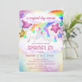 Cute Rainbow Unicorn Pastel Invitation d'anniversa (Debout devant)