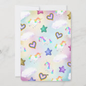 Cute Rainbow Unicorn Pastel Invitation d'anniversa (Dos)