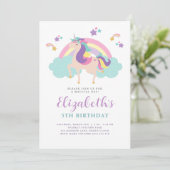 Cute Rainbow Unicorn Personalized Birthday Kaart (Staand voorkant)