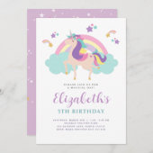 Cute Rainbow Unicorn Personalized Birthday Kaart (Voorkant / Achterkant)