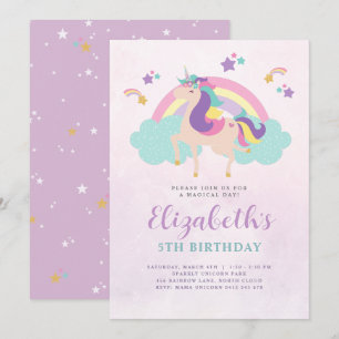 Cute Rainbow Unicorn Personalized Birthday Kaart