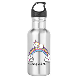 Cute Rainbow Unicorn Persoonlijke naam Waterfles