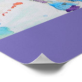 Cute Rainbow Unicorn Waterverf Girls Poster (Hoek)