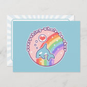 Cute Rainbow Whale Briefkaart (Voorkant / Achterkant)