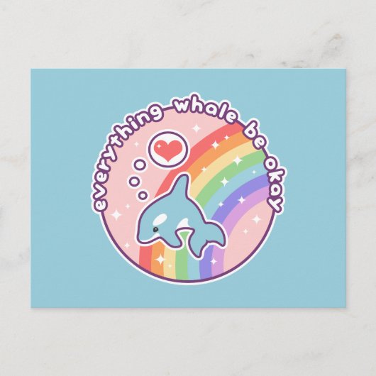 Cute Rainbow Whale Briefkaart (Voorkant)