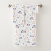 Cute Rainbows & Hearts Pattern Bad Handdoek (Insitu)