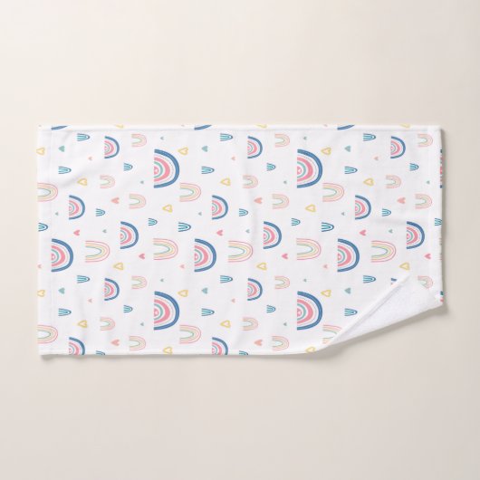 Cute Rainbows & Hearts Pattern Bad Handdoek (Handdoek)