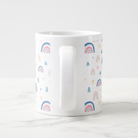 Cute Rainbows & Hearts Pattern Extra Grote Beker (Achterkant)