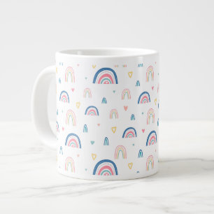 Cute Rainbows & Hearts Pattern Extra Grote Beker