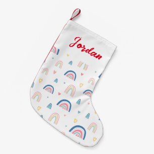 Cute Rainbows & Hearts Pattern Kleine Kerstsok