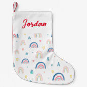 Cute Rainbows & Hearts Pattern Kleine Kerstsok (Voorkant)