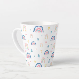 Cute Rainbows & Hearts Pattern Latte Mok