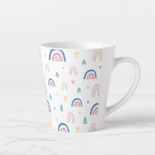 Cute Rainbows & Hearts Pattern Latte Mok (Rechts)