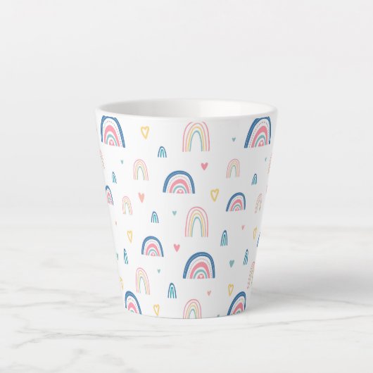 Cute Rainbows & Hearts Pattern Latte Mok (Voorkant)