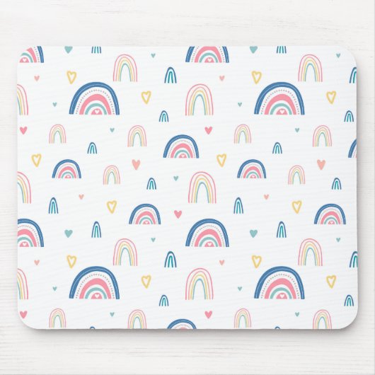 Cute Rainbows & Hearts Pattern Muismat (Voorkant)