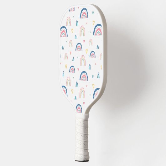 Cute Rainbows & Hearts Pattern Pickleball Paddle (Links)