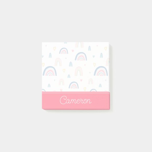 Cute Rainbows & Hearts Pattern Post-it® Notes (Voorkant)
