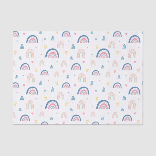 Cute Rainbows & Hearts Pattern Tissuepapier (Voorkant)