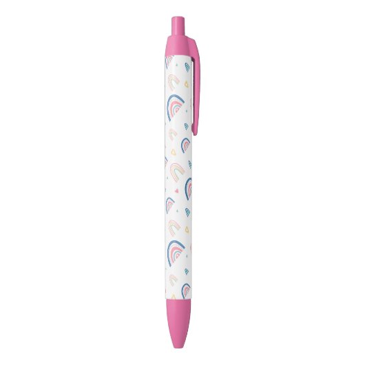 Cute Rainbows & Hearts Pattern Zwarte Inkt Pen (Achterkant (Verticaal))