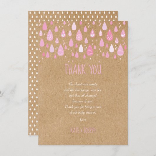 Cute Raindrops Baby shower Merci poème (Devant / Derrière)