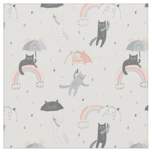 Cute Raining Cats Pattern Stof