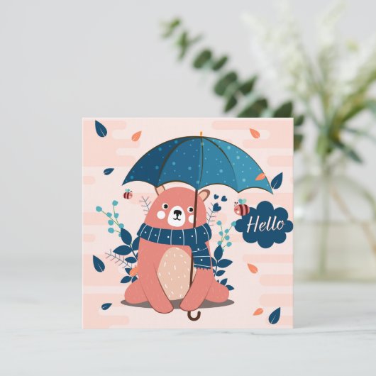 Cute Rainy Day Beer Note Card Feestdagenkaart (Staand voorkant)