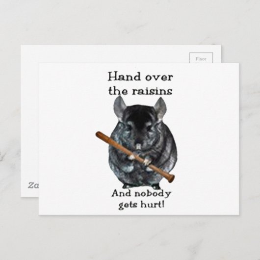 Cute Raisin Mean Chinchilla Briefkaart (Voorkant / Achterkant)