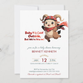 Cute Ram Winter Baby Shower Invitation Kaart