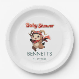 Cute Ram Winter Baby Shower Paper Plate Papieren Bordje