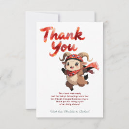 Cute Ram Winter Baby Shower Thank You Bedankkaart