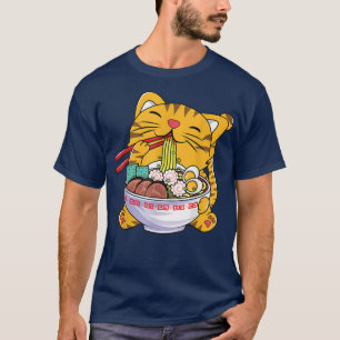 Cute Ramen Cat Anime Bowl Kawaii Neko Japans T-shi T-shirt