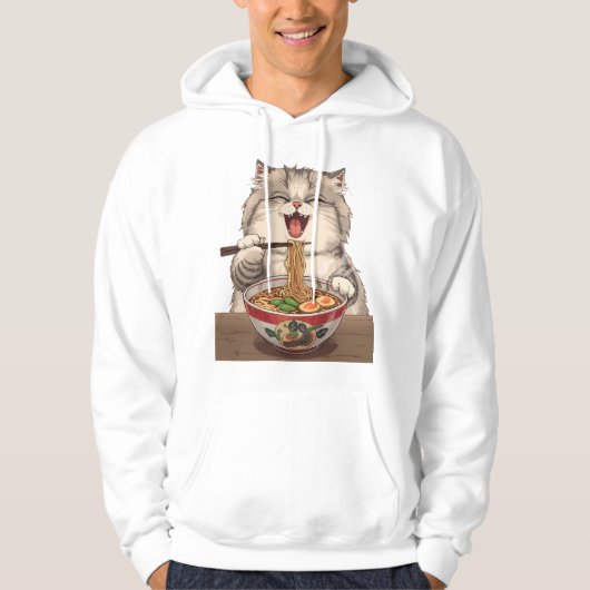 Cute Ramen Cat Illustration Hoodie (Voorkant)
