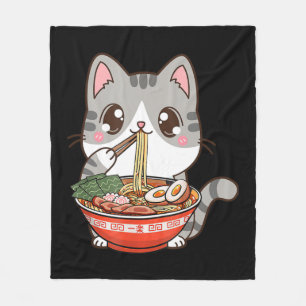 Cute Ramen Cat Kawaii Anime Japanse voedseljongen Fleece Deken