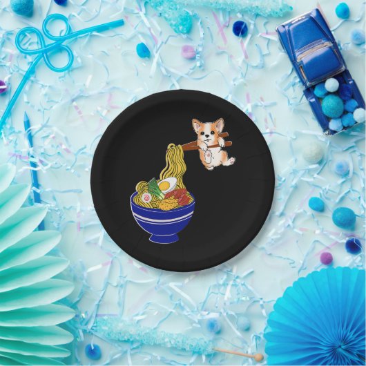 Cute Ramen Corgi Dog Papieren Bordje (Feest)