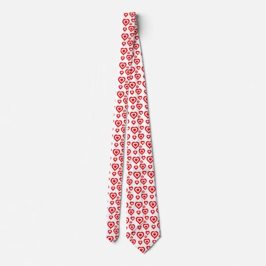 Cute Random Red & White Hearts Pattern Stropdas (Achterkant)