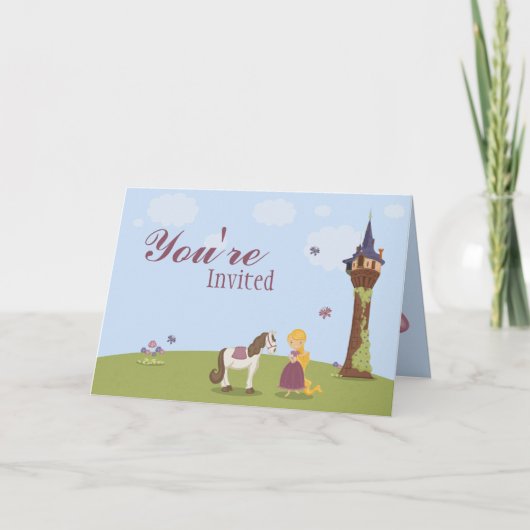 Cute rapunzel tower girl uitnodigen (Voorkant)
