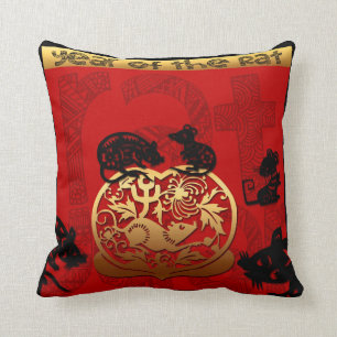 Cute Rat Chinese New Year Zodiac Birthday SqP Kussen