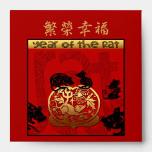 Cute Rat Chinese Nieuwjaar Hong Bao Red